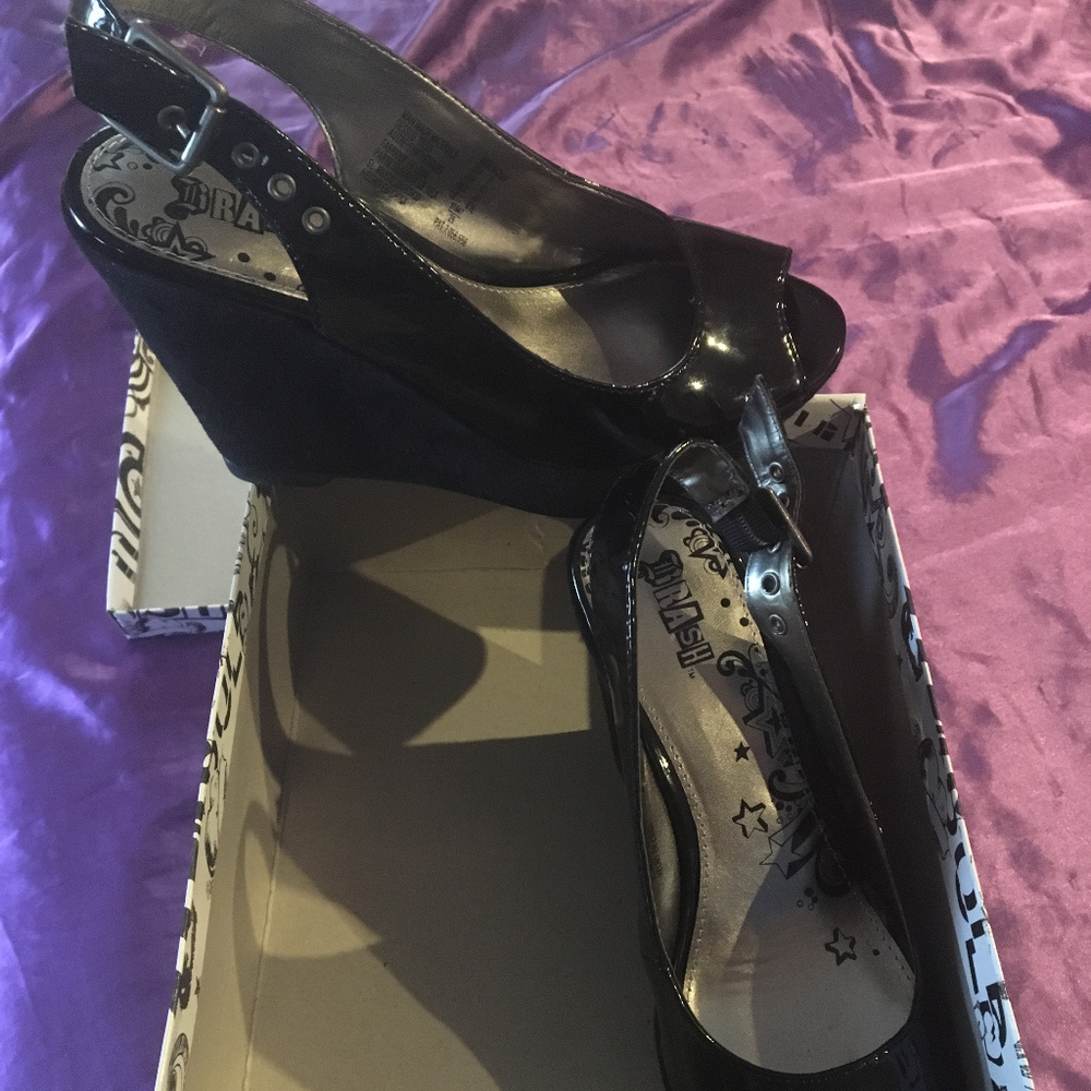 Brash Black open toe heel shoes